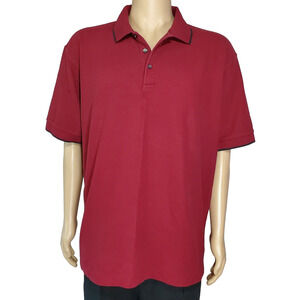 Nike Mens Polo Golf Shirt Men's Red Short Sleeve Black Trim 2XL Cotton EUC